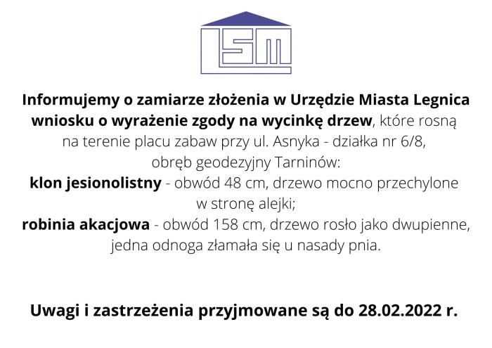 Wycinka - ul. Asnyka (plac zabaw)