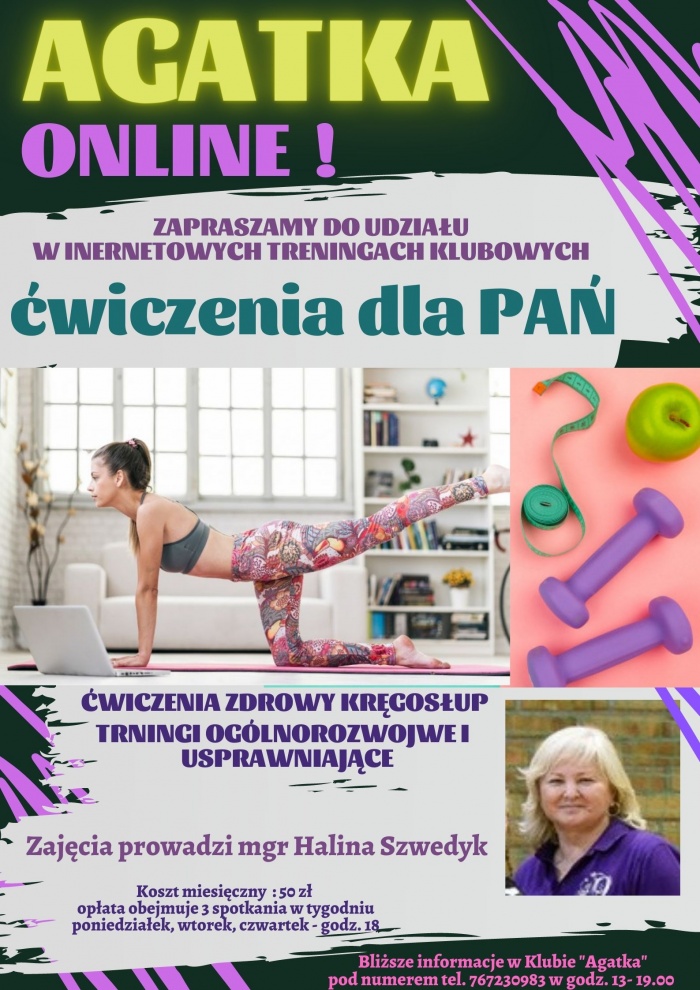 ćwiczenia dla pań w klubie "agatka" - spotkania online