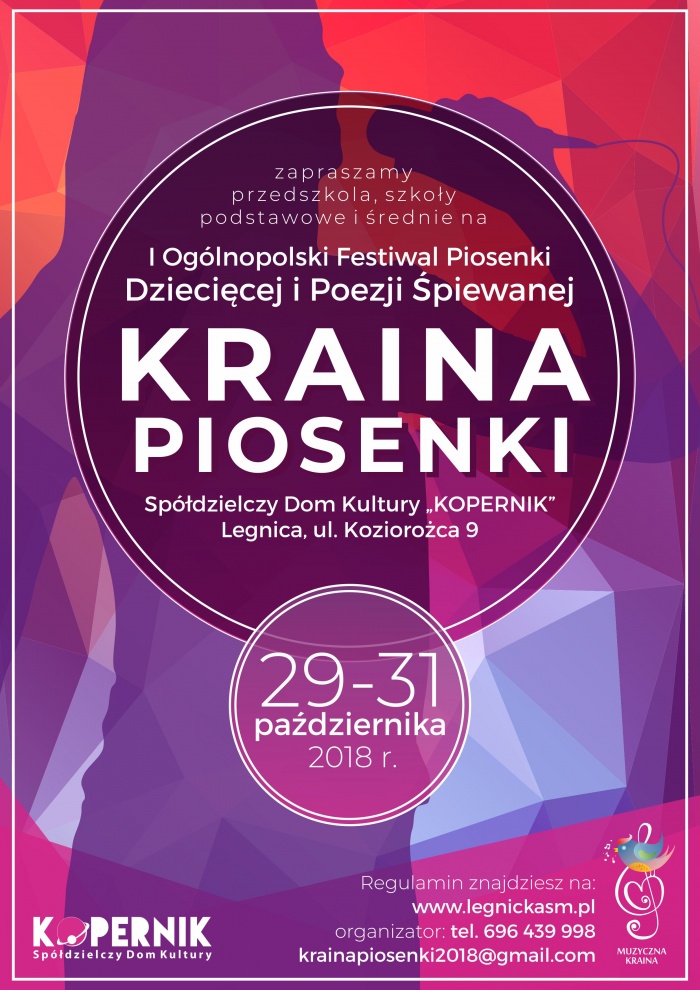 KRAINA PIOSENKI - Og&oacute;lnopolski Festiwal Piosenki  Dziecięcej i Poezji Śpiewanej
