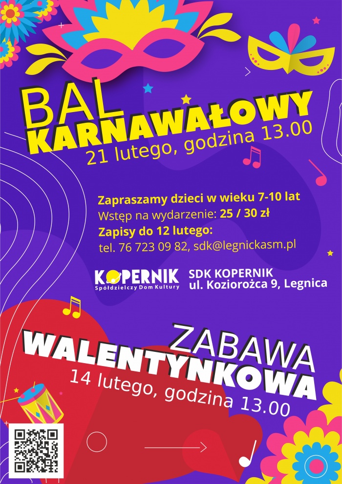 Zabawa walentynkowa i bal karnawałowy dla dzieci w SDK "Kopernik"