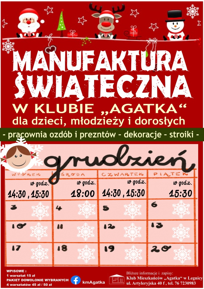 MANUFAKTURA ŚWIĄTECZNA W KLUBIE "AGATKA"