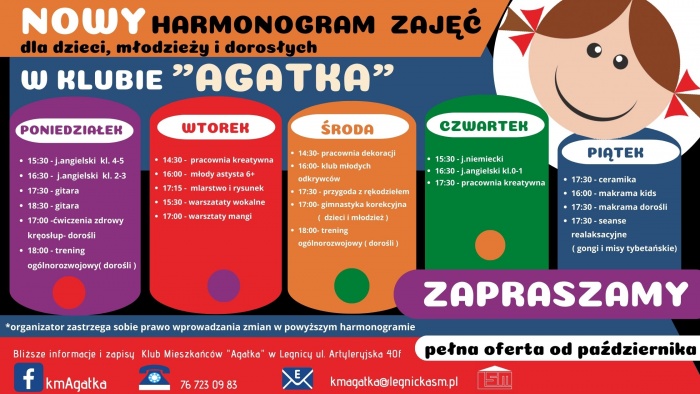 Nowy harmonogram zajęć w KM Agatka