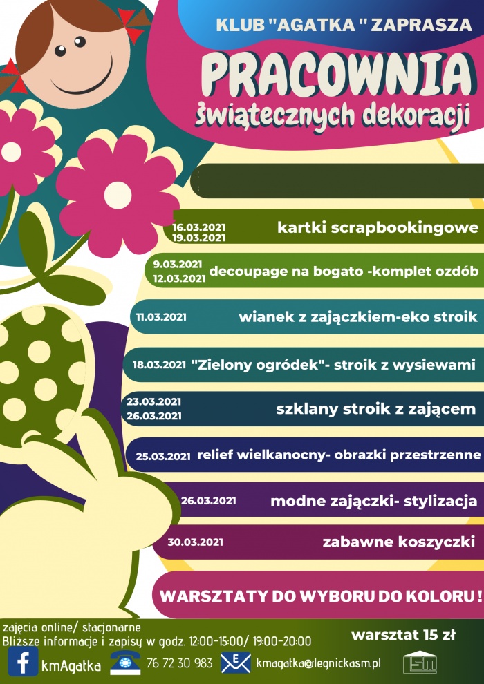 KLUB "AGATKA" ZAPRASZA NA WARSZTATY WIELKANOCNYCH DEKORACJI