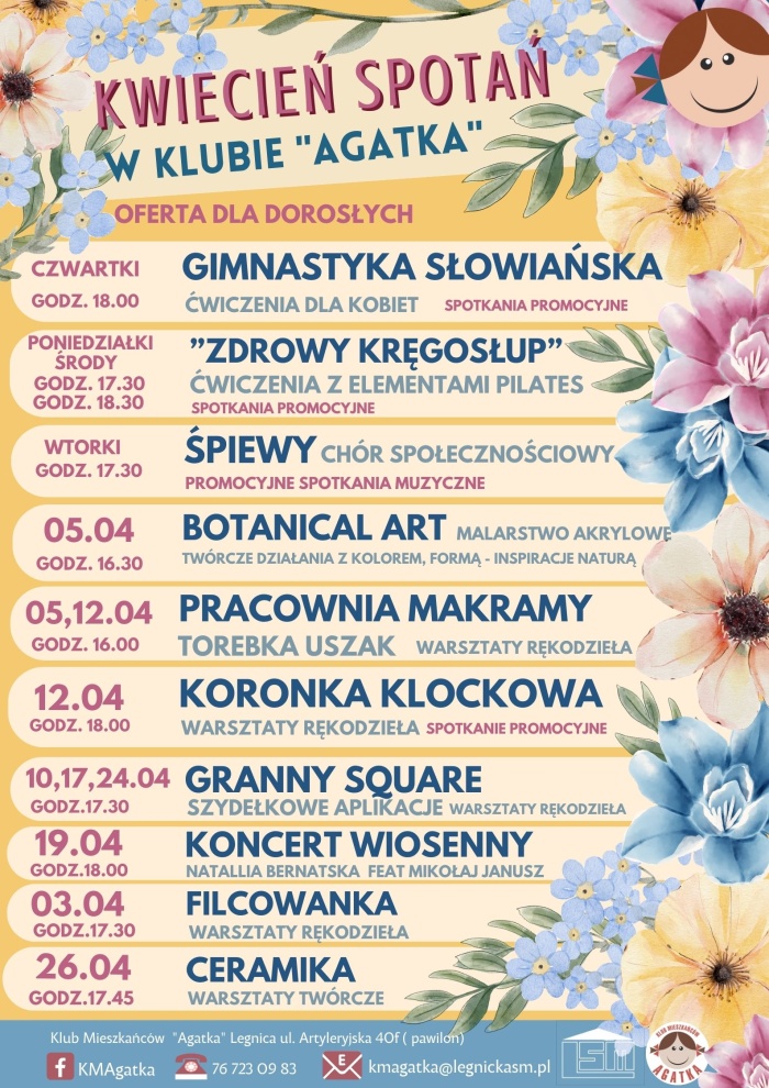 Kwiecień spotkań w KM Agatka - oferta dla dorosłych