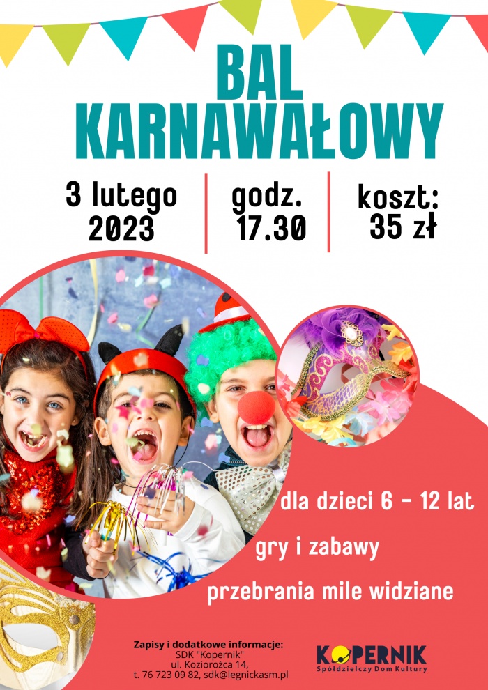 Bal karnawałowy dla dzieci w wieku 6-12 lat