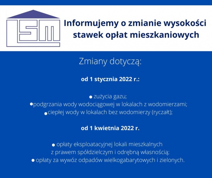 Zmiana wysokości stawek opłat mieszkaniowych