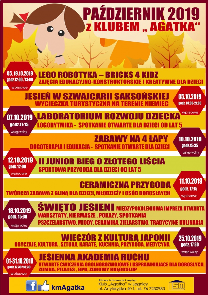 ZAPRASZAMY W PAŹDZIERNIKU DO "AGATKI"