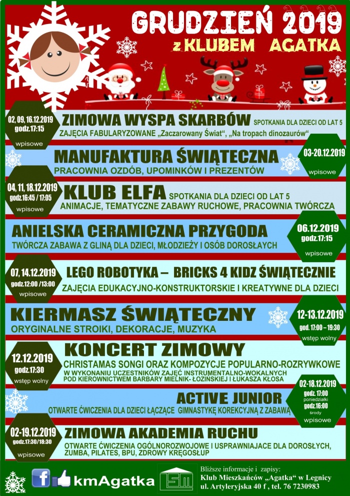 ZAPRASZAMY W GRUDNIU DO KLUBU "AGATKA"