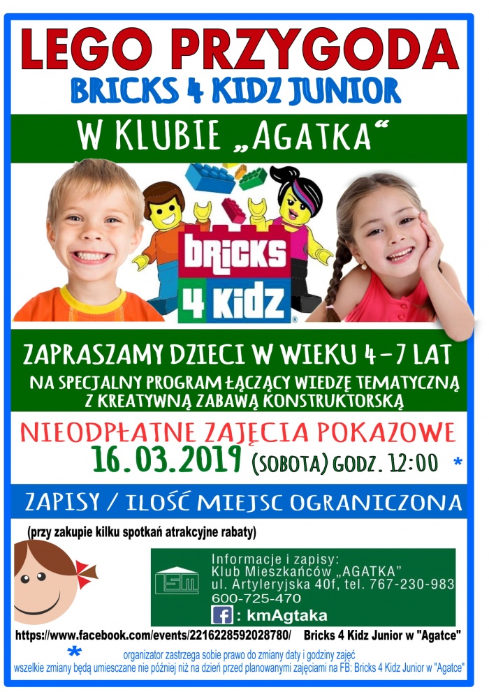 LEGO PRZYGODA DLA DZIECI W KLUBIE "AGATKA"