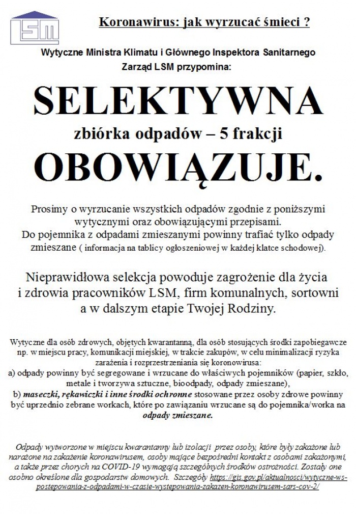 Koronawirus: jak wyrzucać śmieci?