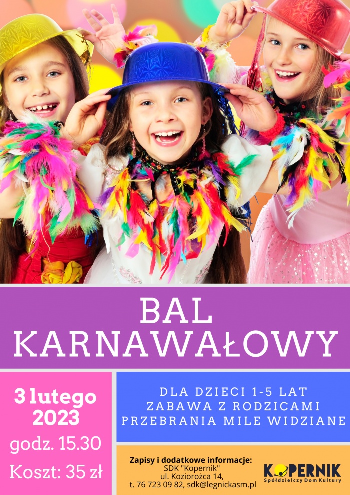 Bal karnawałowy dla dzieci w wieku 1-5 lat